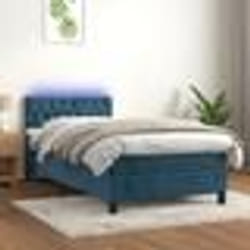 vidaXL Sommier à lattes de lit avec matelas et LED Bleu foncé 90x190cm - 90 x 190 cm