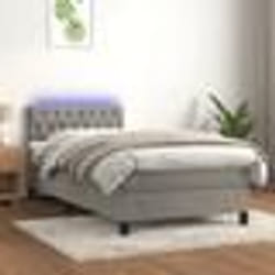 vidaXL Sommier à lattes de lit avec matelas et LED Gris clair 90x200cm - 90 x 200 cm