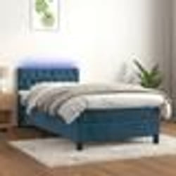 vidaXL Sommier à lattes de lit avec matelas et LED Bleu foncé 90x200cm - 90 x 200 cm