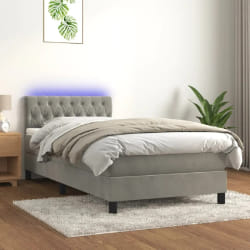 VIDAXL Sommier LED 100x200 - Gris clair