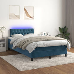 Vidaxl Sommier À Lattes De Lit Avec Matelas Led Bleu Foncé 120x200 Cm