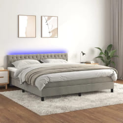VIDAXL Sommier LED Gris clair 160x200