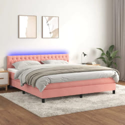 vidaXL Sommier avec matelas et LED 160x200 cm - Rose