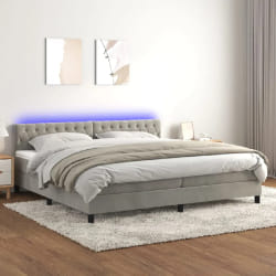 vidaXL Sommier à lattes de lit avec matelas et LED - Gris clair
