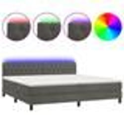 vidaXL Sommier à lattes de lit avec matelas LED Gris foncé 200x200 cm - 200 x 200 cm