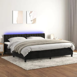 VIDAXL Sommier à lattes avec matelas et LED 200x200 cm - Noir