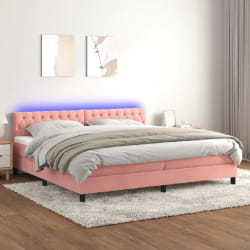 vidaXL Sommier à lattes avec matelas et LED - Rose 200x200 cm