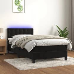 vidaXL Sommier à Lattes avec Matelas LED - Noir