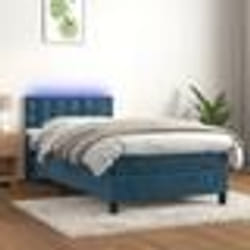 vidaXL Sommier à lattes de lit avec matelas et LED Bleu foncé 90x190cm - 90 x 190 cm