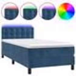 vidaXL Sommier à lattes de lit avec matelas et LED Bleu foncé 90x200cm - 90 x 200 cm