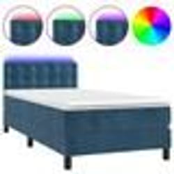 vidaXL Sommier à lattes de lit avec matelas et LED Bleu foncé 90x200cm - 90 x 200 cm