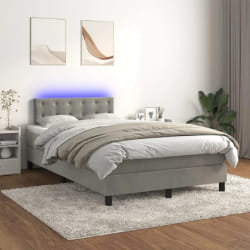 vidaXL Sommier à lattes de lit LED 120x200 cm - Gris clair