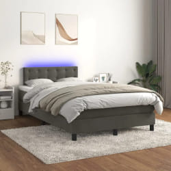 vidaXL Sommier tapissier - 120x200 cm - LED Gris foncé