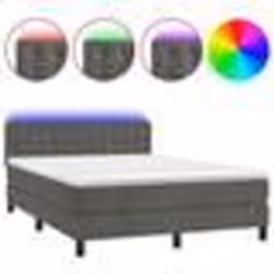 vidaXL Sommier à lattes de lit avec matelas LED Gris foncé 140x200 cm - 140 x 200 cm