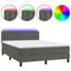 vidaXL Sommier à lattes de lit avec matelas LED Gris foncé 140x200 cm - 140 x 200 cm