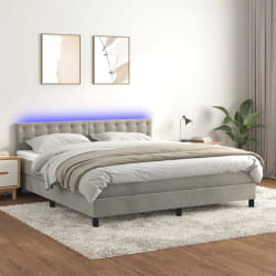 vidaXL Sommier à lattes avec matelas et LED Gris clair 160x200 cm