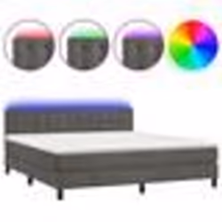 vidaXL Sommier à lattes de lit matelas et LED Gris foncé 160x200 cm - 160 x 200 cm