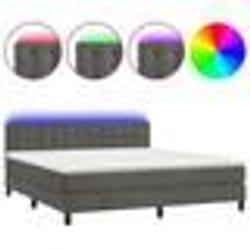 vidaXL Sommier à lattes de lit matelas et LED Gris foncé 160x200 cm - 160 x 200 cm
