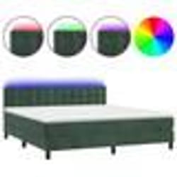 vidaXL Sommier à lattes de lit matelas et LED Vert foncé 160x200 cm - 160 x 200 cm