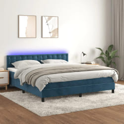 vidaXL Sommier à lattes avec matelas et LED Bleu foncé 160x200 cm