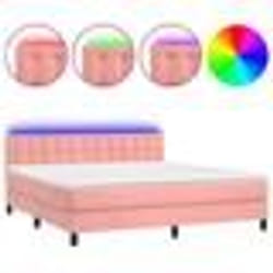 vidaXL Sommier à lattes de lit avec matelas et LED Rose 160x200 cm - 160 x 200 cm