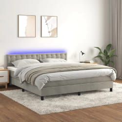 VIDAXL Sommier avec matelas et LED Gris clair 180x200 cm