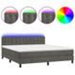 vidaXL Sommier à lattes de lit matelas et LED Gris foncé 180x200 cm - 180 x 200 cm