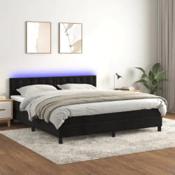 VIDAXL Sommier à lattes avec matelas et LED 180x200 cm - Noir