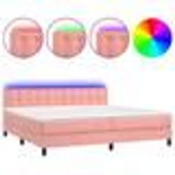 vidaXL Sommier à lattes de lit avec matelas et LED Rose 200x200 cm - 200 x 200 cm