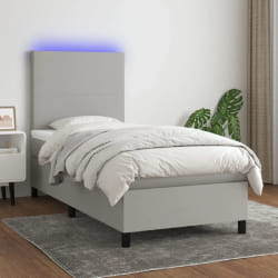vidaXL Sommier à lattes de lit avec matelas et LED Gris clair 80x200cm - 80 x 200 cm
