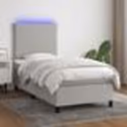 vidaXL Sommier à lattes de lit avec matelas et LED Gris clair 90x190cm - 90 x 190 cm