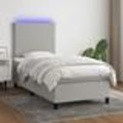 vidaXL Sommier à lattes de lit avec matelas et LED Gris clair 90x190cm - 90 x 190 cm