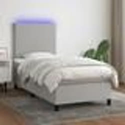 vidaXL Sommier à lattes de lit avec matelas et LED Gris clair 90x200cm - 90 x 200 cm