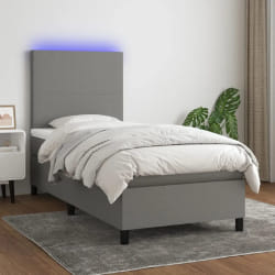 vidaXL Sommier à lattes de lit avec matelas et LED 90x200 cm - Gris foncé