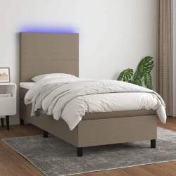 VIDAXL Sommier à lattes avec matelas et LED - Taupe