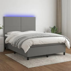 VIDAXL Sommier à lattes de lit et matelas et LED - Gris foncé