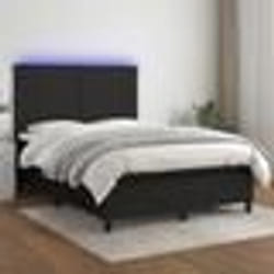 vidaXL Sommier à lattes de lit et matelas et LED Noir 140x190 cm Tissu - 140 x 190 cm