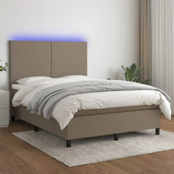 VIDAXL Sommier à lattes avec matelas et LED - Taupe 140x190 cm