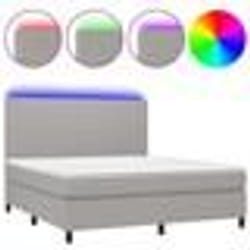vidaXL Sommier à lattes de lit et matelas et LED Gris clair 160x200 cm - 160 x 200 cm