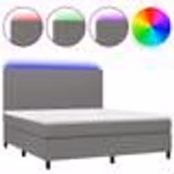 vidaXL Sommier à lattes de lit et matelas et LED Gris foncé 160x200 cm - 160 x 200 cm