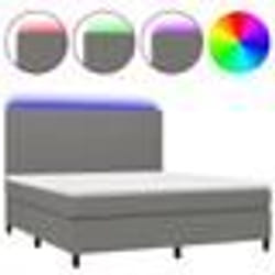 vidaXL Sommier à lattes de lit et matelas et LED Gris foncé 160x200 cm - 160 x 200 cm