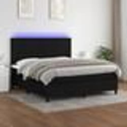 vidaXL Sommier à lattes de lit et matelas et LED Noir 160x200 cm Tissu - 160 x 200 cm