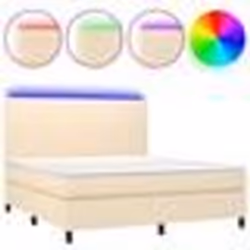 vidaXL Sommier à lattes de lit et matelas et LED Crème 160x200cm Tissu - 160 x 200 cm