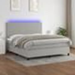 vidaXL Sommier à lattes de lit et matelas et LED Gris clair 180x200 cm - 180 x 200 cm