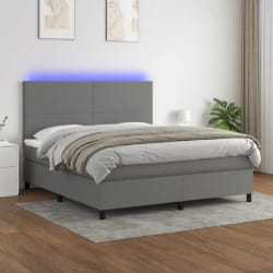 vidaXL Sommier à lattes de lit 180x200 cm Gris foncé LED