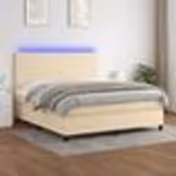vidaXL Sommier à lattes de lit et matelas et LED Crème 180x200cm Tissu - 180 x 200 cm