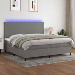 vidaXL Sommier à lattes et matelas LED - Gris foncé - 200x200 cm