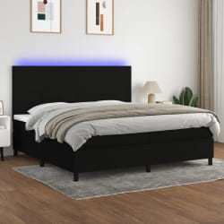 vidaXL Sommier à lattes avec matelas LED 200x200 cm - Noir