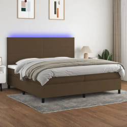 vidaXL Sommier à lattes Marron foncé 200x200 cm avec LED