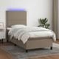 vidaXL Sommier à lattes de lit et matelas et LED Taupe 90x190 cm Tissu - 90 x 190 cm
